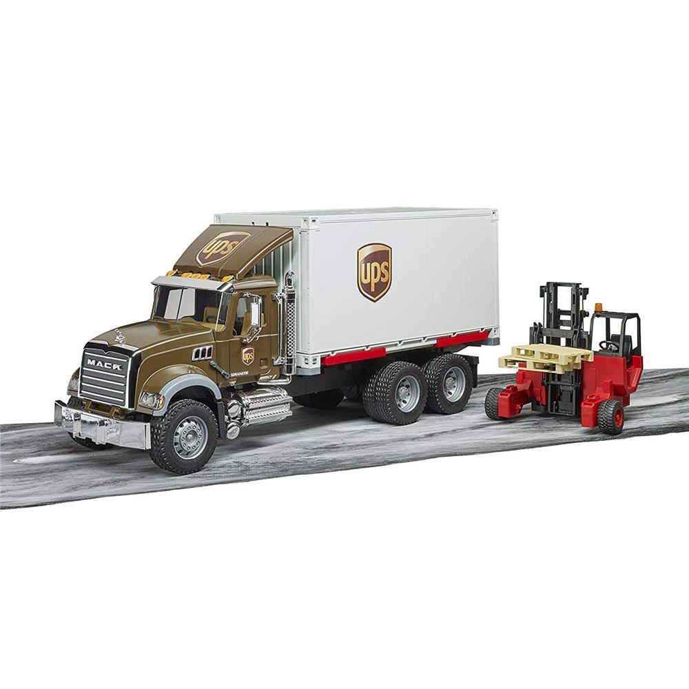 Bruder 02828 - MACK Granite UPS Logistik-LKW mit Mitnahmestapler