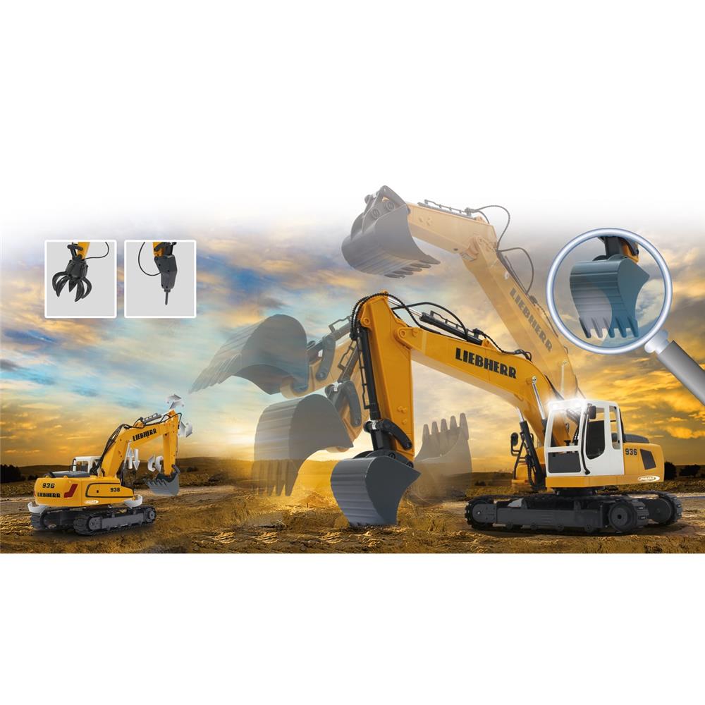 Jamara RC Bagger Liebherr R936, 1:20, 2,4GHz, ferngesteuertes Baufahrzeug mit Sound