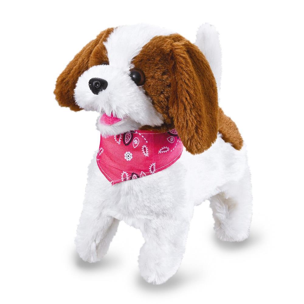 Jamara Lucky Plüschhund, weiß/braun, 27MHz, ferngesteuerter Hund, bellt und läuft