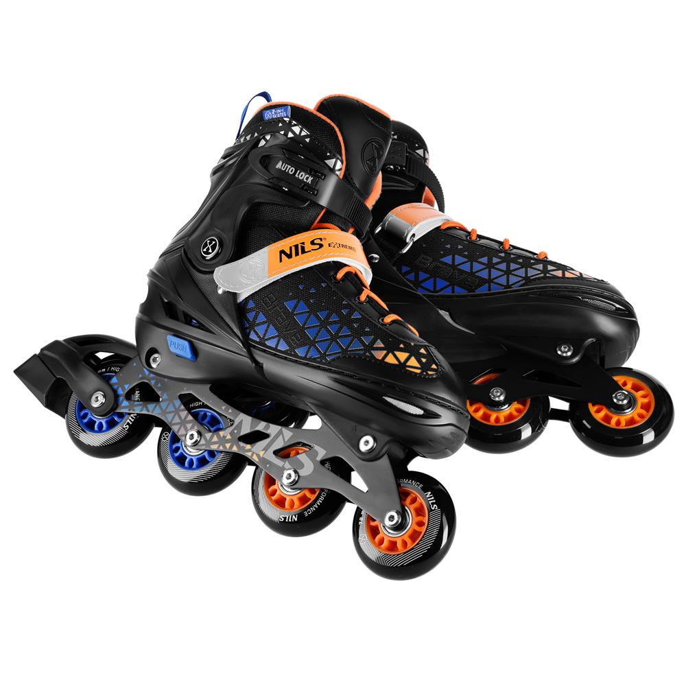 NILS EXTREME NH18190A BRAVE 2in1 Inliner Schlittschuhe Kinder Gr. 29-33, Blau, verstellbar