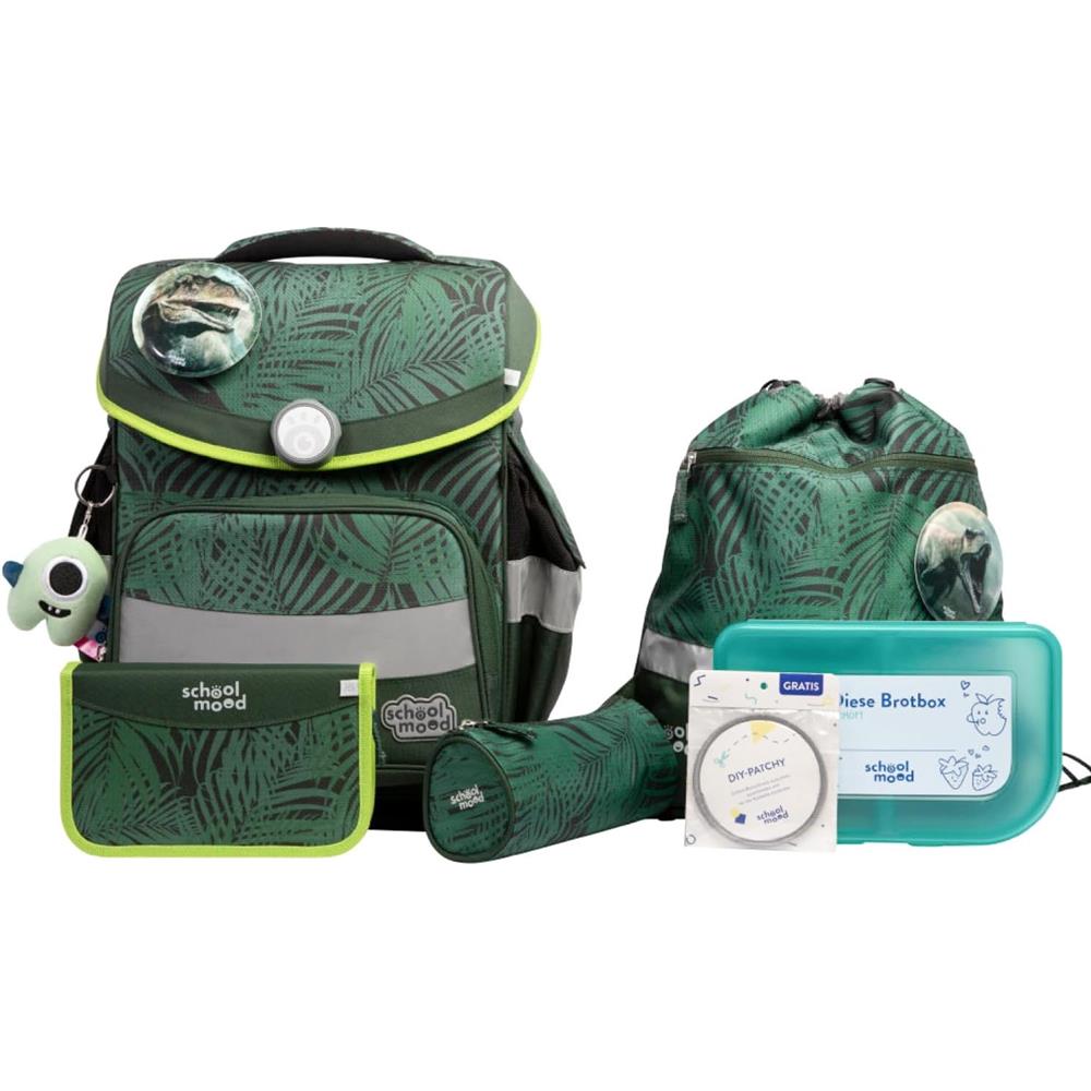 School-Mood Schulranzen Set Timeless Pro Daniel (Dinosaurier) 7-teilig