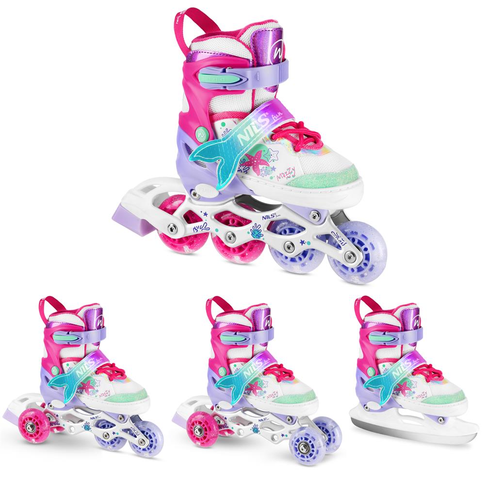 NILS FUN NH18150 MAZZY 4in1 LED Inliner Schlittschuhe Rollschuhe Gr. 35-38, verstellbar