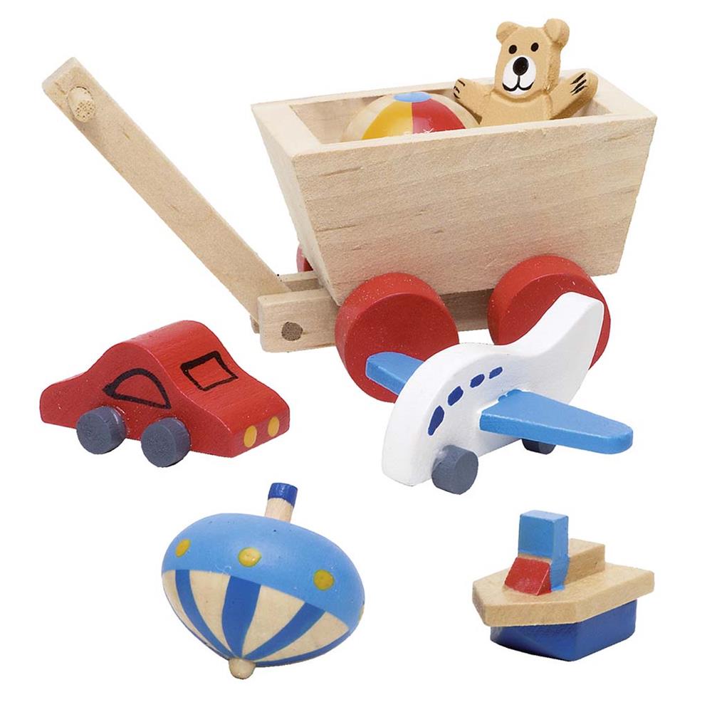 goki Accessoires Kinderzimmer, 7-teiliges Puppenhauszubehör aus Holz