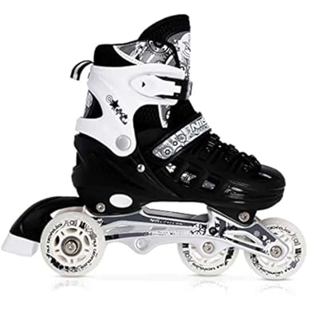 NILS EXTREME NH10905 4in1 Inliner Schlittschuhe Rollschuhe Gr. 35-38, Schwarz, verstellbar