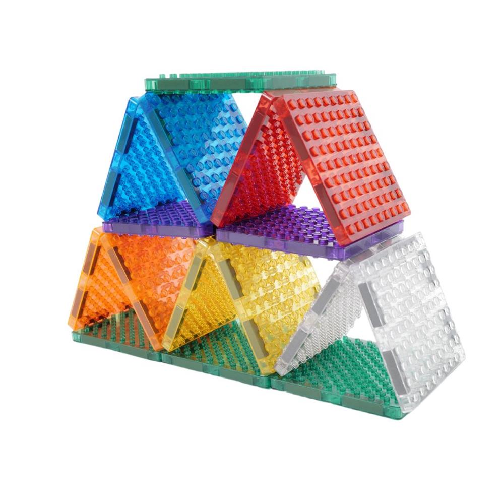 Cleverclixx Brick Tiles Pack Knallfarben 16 Teile, magnetische Steckbauteile, kompatibles Magnetspielzeug