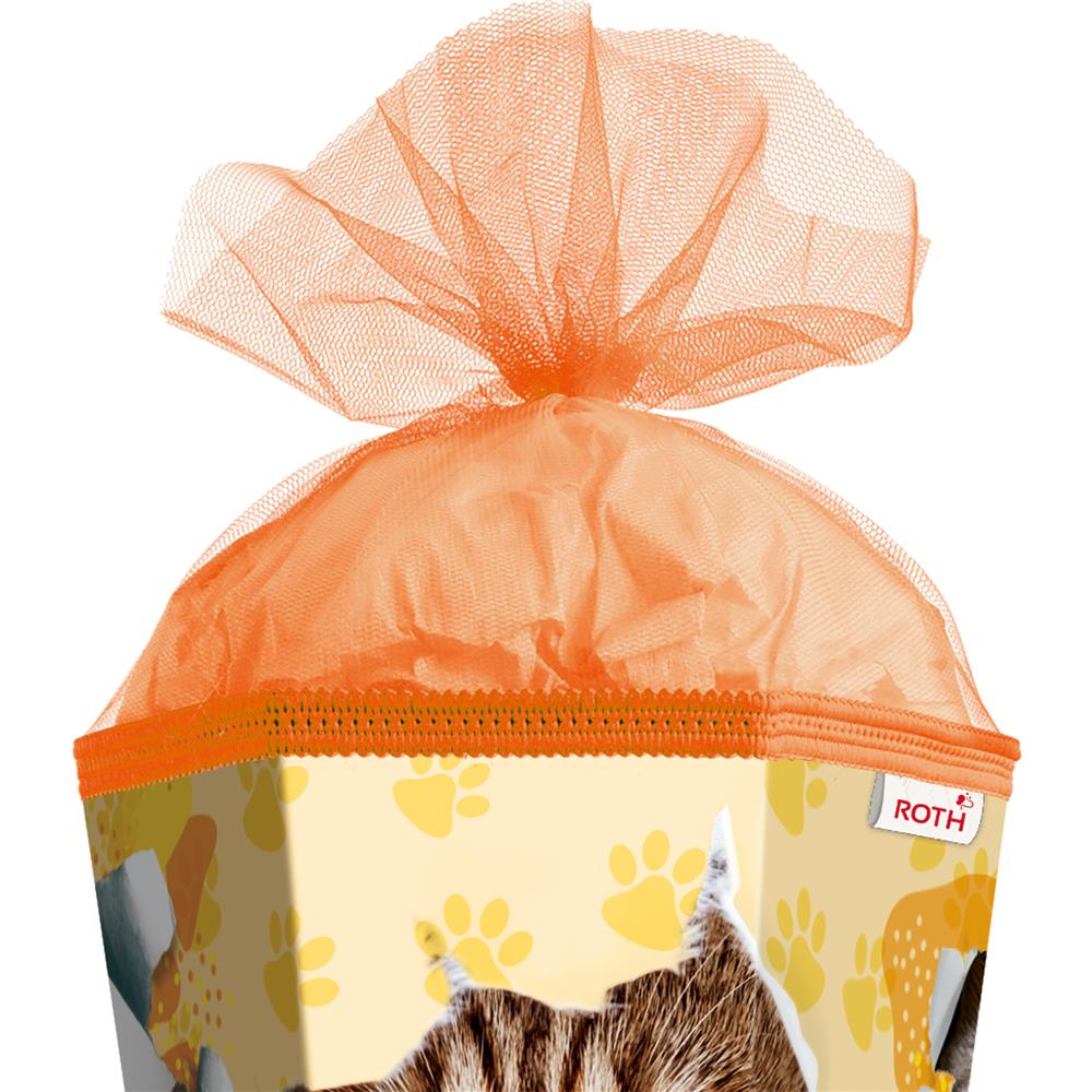 Roth Schultüte Katzenparty, 85cm, eckig, Rot(h)-Spitze, Tüllverschluss