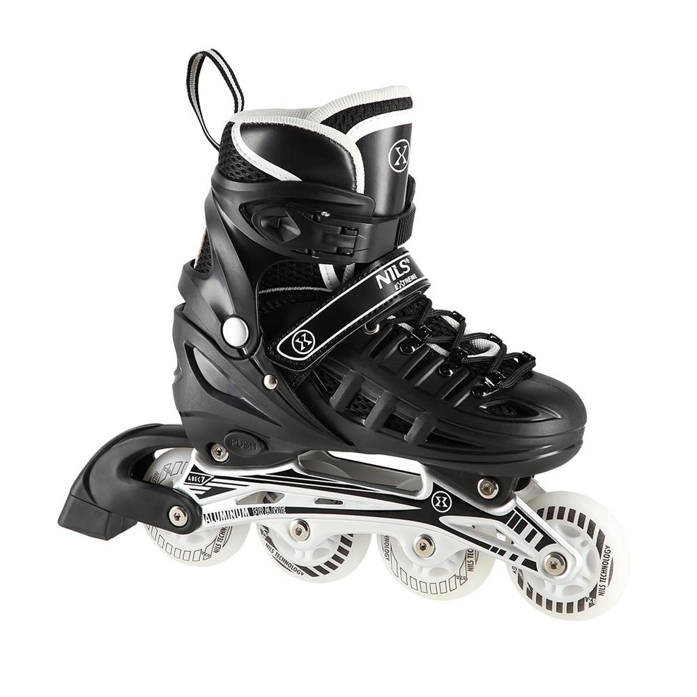 NILS EXTREME NH10905 4in1 LED Inliner Schlittschuhe Rollschuhe Gr. 31-34, Schwarz, verstellbar