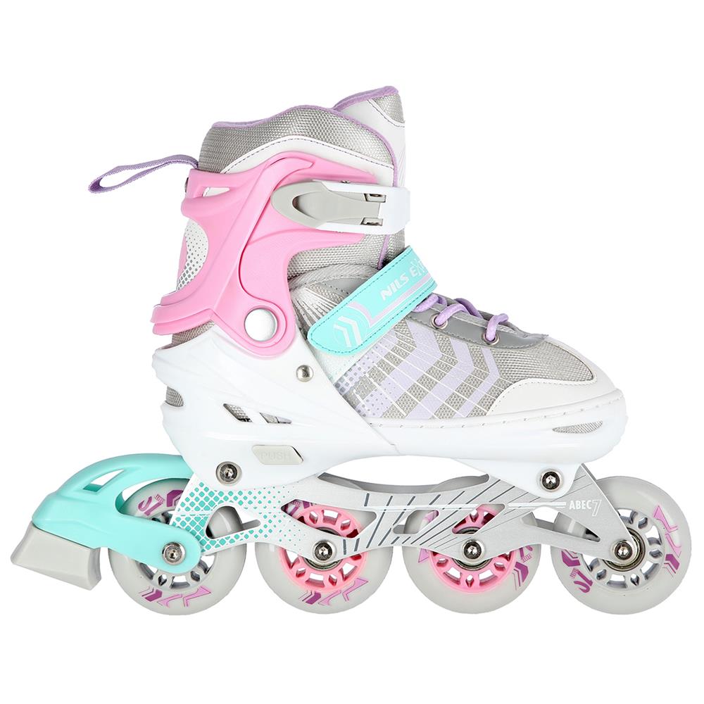 NILS EXTREME NH18192 4in1 Inliner Schlittschuhe Rollschuhe Gr. 34-38, Rosa, verstellbar