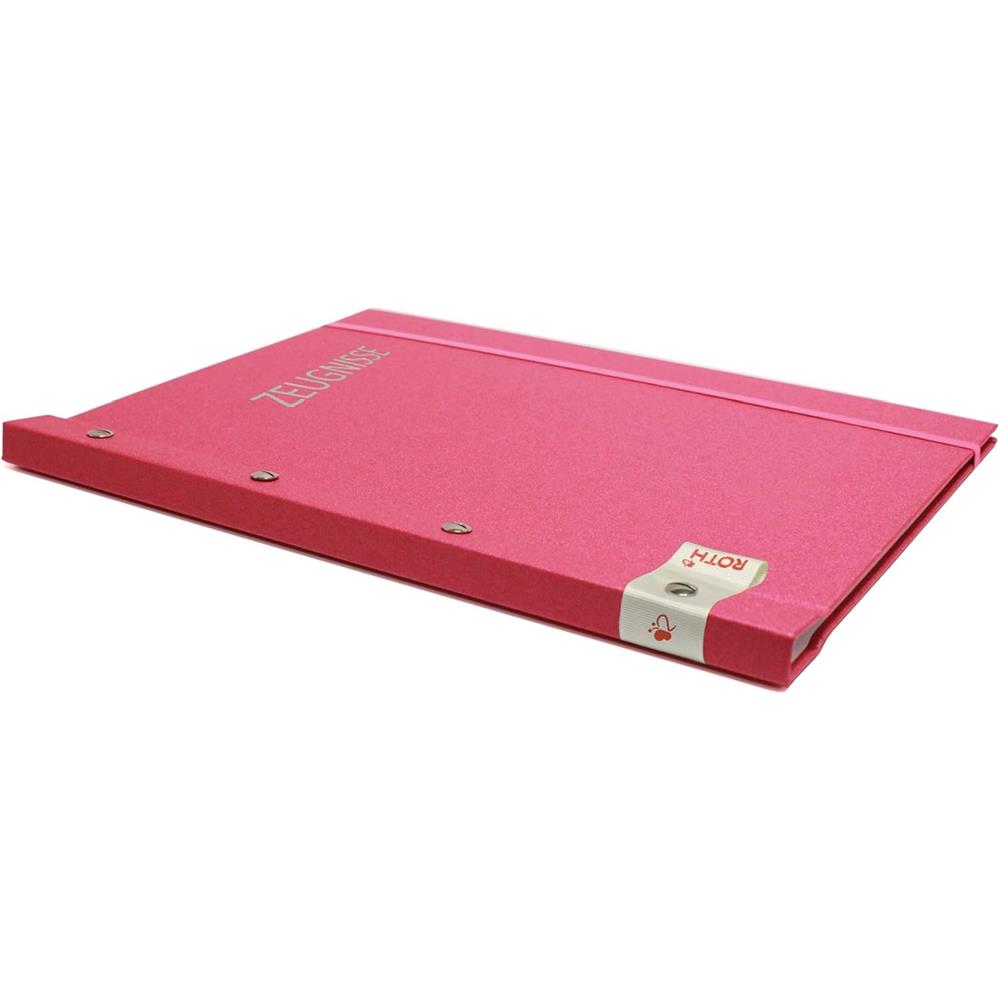 Roth Zeugnismappe Metallium Pink, mit 12 A4 Klarsichthüllen, im Buchleineinband