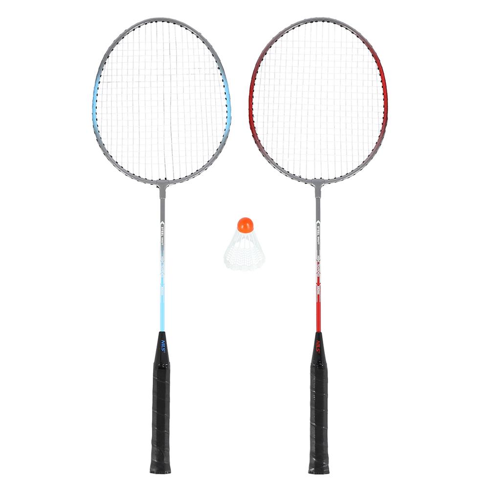 NILS Badminton Set, 2 Schläger mit Federball, Freizeit Outdoor Garten Sport