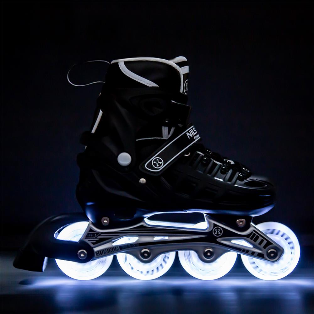 NILS EXTREME NH10905 4in1 LED Inliner Schlittschuhe Rollschuhe Gr. 31-34, Schwarz, verstellbar