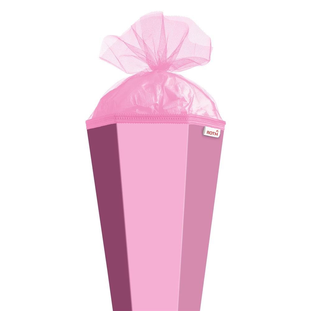 Roth Schultüte-Rohling/Basteltüte, rosa, 85cm, eckig, Rot(h)-Spitze, mit Tüllverschluss