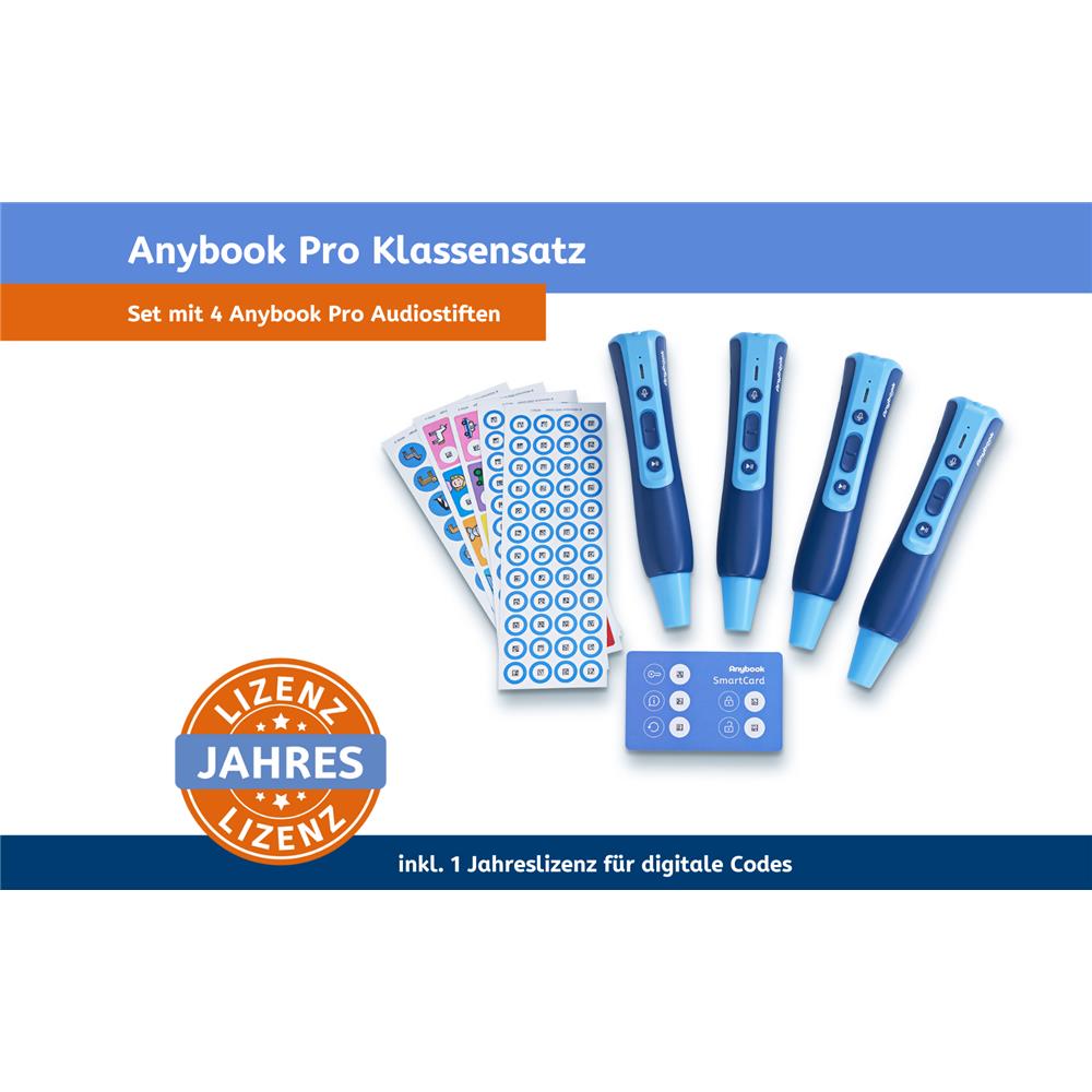 Anybook Pro M703 – Klassensatz mit 4 Audiostiften und 1 Jahreslizenz für digitale Codes
