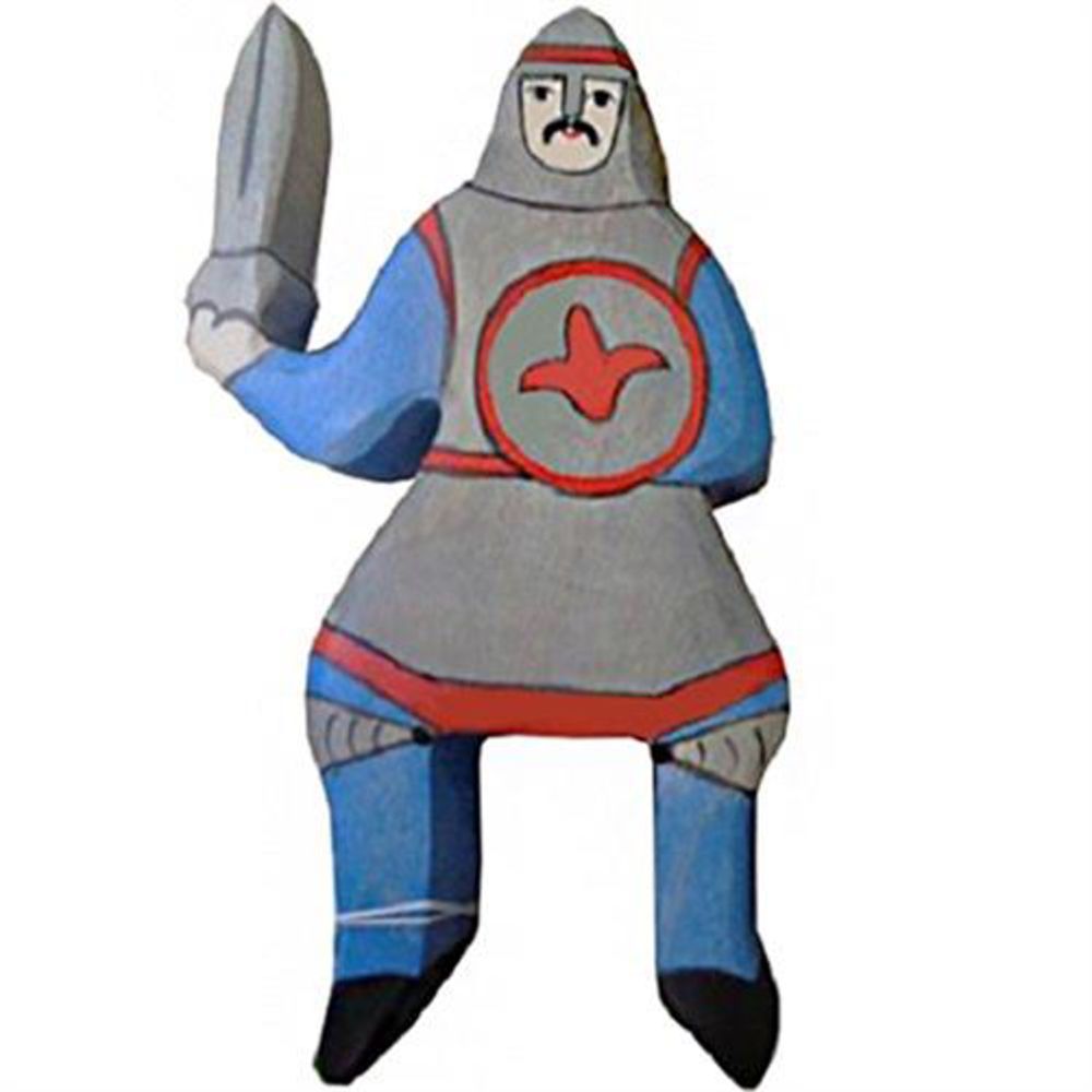 Holztiger Holzfigur - Blauer Ritter, reitend (ohne Pferd), Holzspielzeug, ab 3 Jahren
