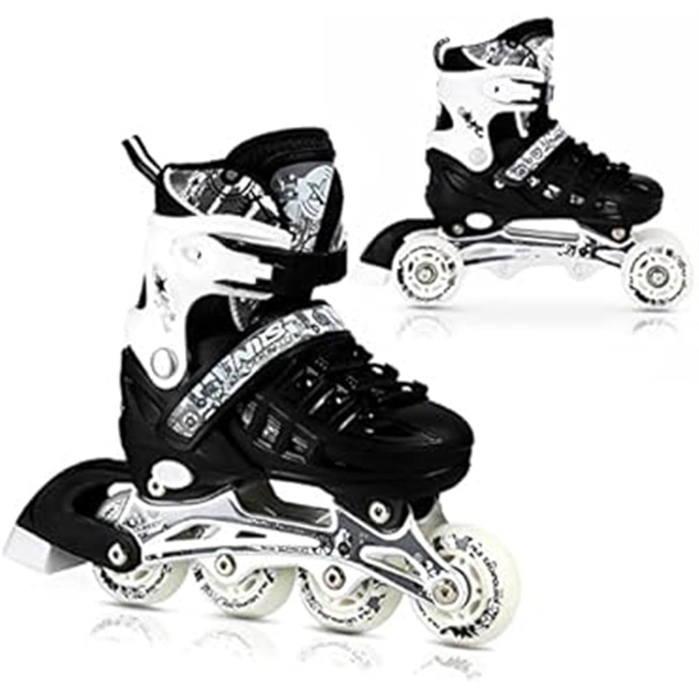 NILS EXTREME NH10905 4in1 Inliner Schlittschuhe Rollschuhe Gr. 31-34, Schwarz, verstellbar