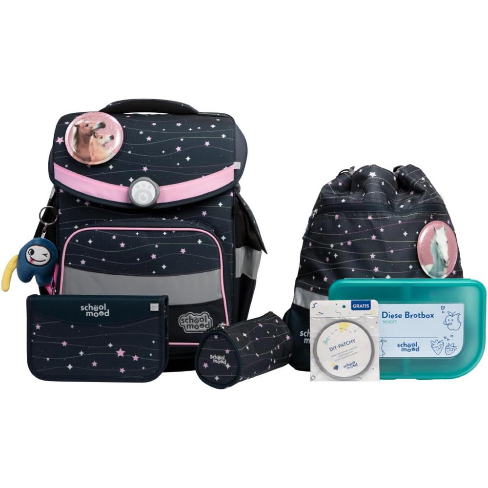School-Mood Schulranzen Set Timeless Pro Ella (Pferd) 7-teilig