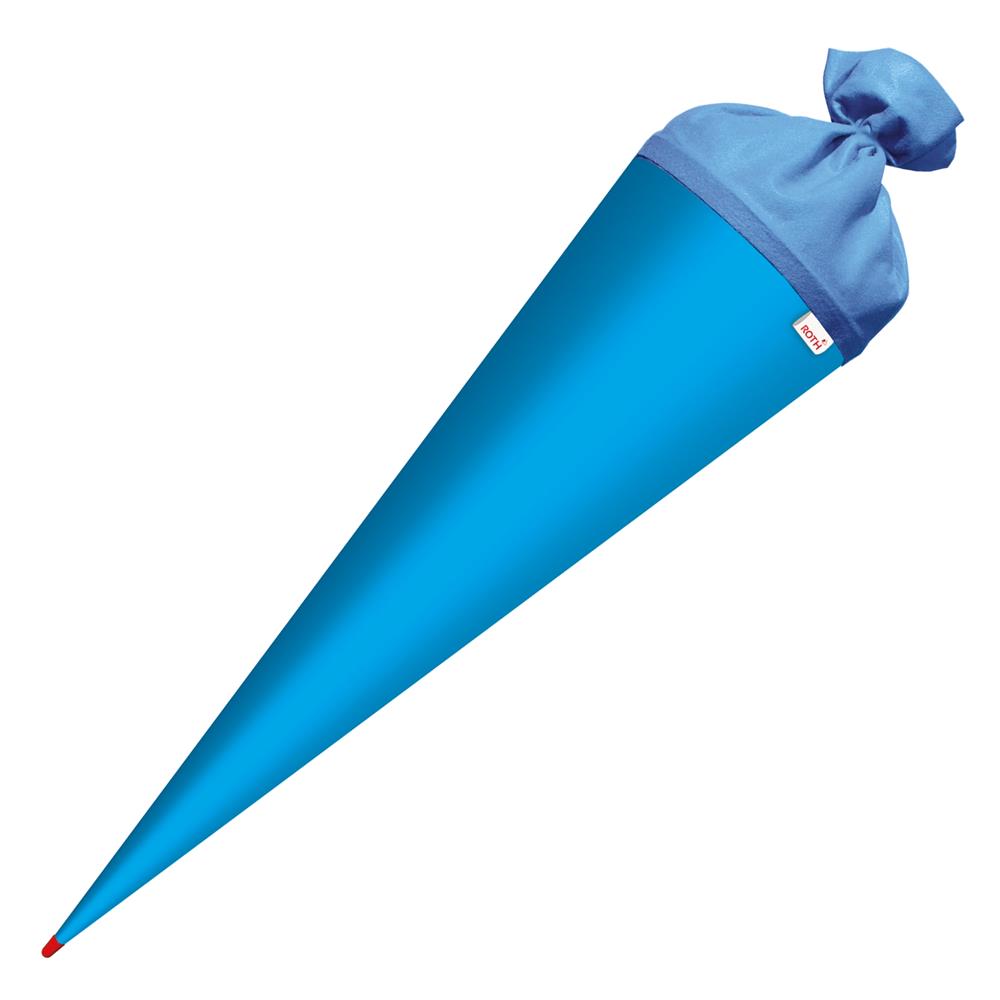 Roth Schultüte-Rohling/Basteltüte, pazifikblau, 70cm, rund, Rot(h)-Spitze, mit Filzverschluss