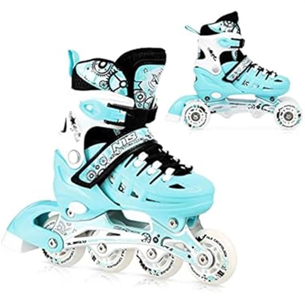 NILS EXTREME NH10905 4in1 Inliner Schlittschuhe Rollschuhe Gr. 31-34, Minzgrün, verstellbar