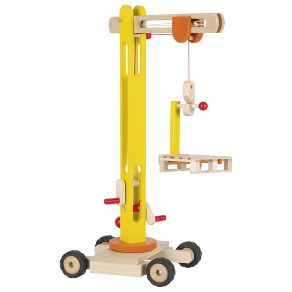 goki Baufahrzeug aus Holz - Drehkran, 64 cm