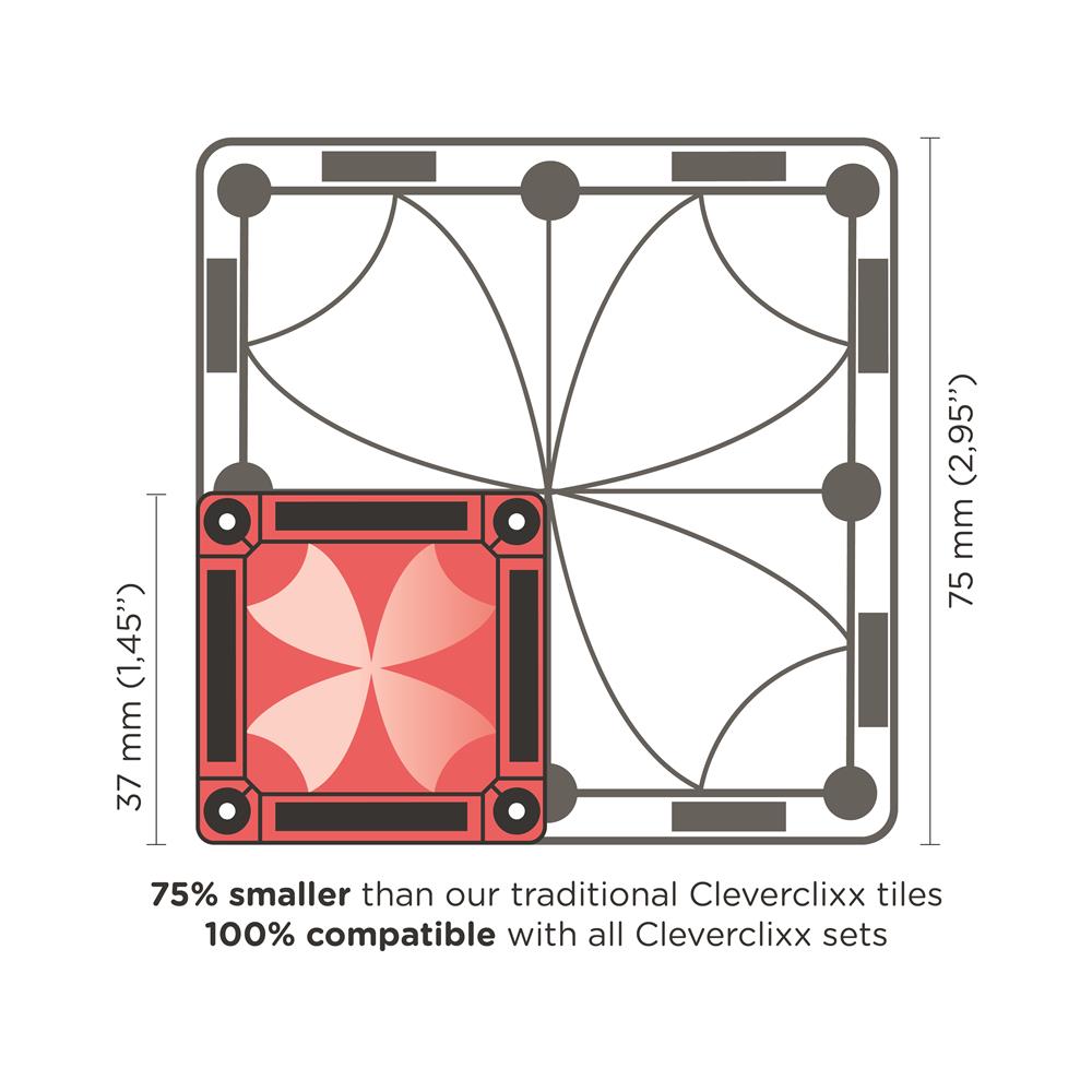 Cleverclixx Mini Tiles Pack Pastellfarben 28 Teile, kompaktes Design für unterwegs ToGo, inklusive Aufbewahrungsbox, Magnetspielzeug