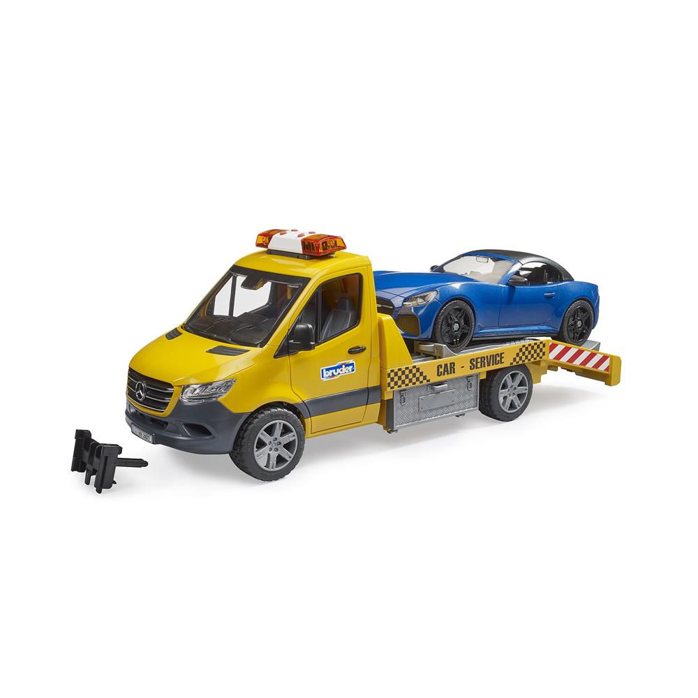 Bruder 02675 - MB Sprinter Autotransporter m. Light + Sound Modul und BRUDER Roadster