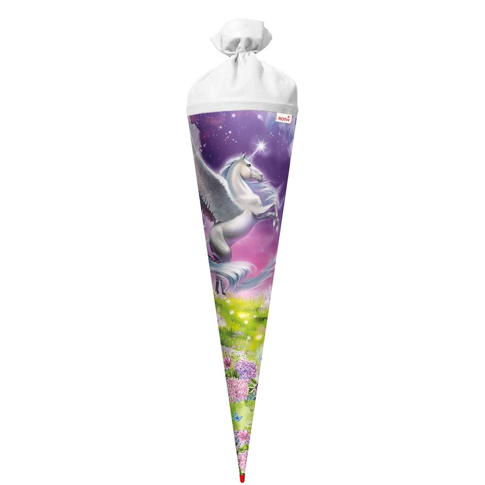 Roth Schultüte Magic Pegasus, 70cm, rund, Rot(h)-Spitze, Filzverschluss