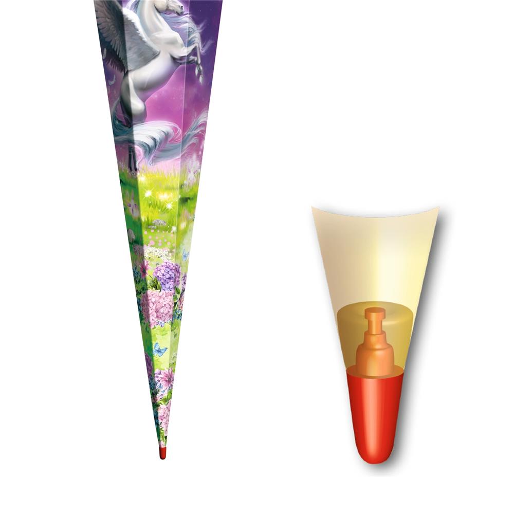 Roth Schultüte Magic Pegasus, 85cm, eckig, Rot(h)-Spitze, Tüllverschluss, Glitter