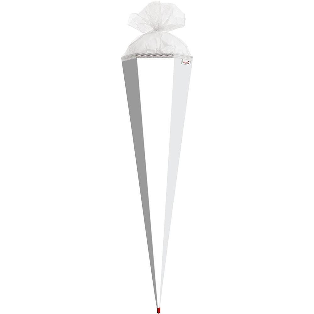 Roth Extra große XXL Schultüte-Rohling/Basteltüte, weiß, 100cm, eckig, Rot(h)-Spitze, Tüllverschluss