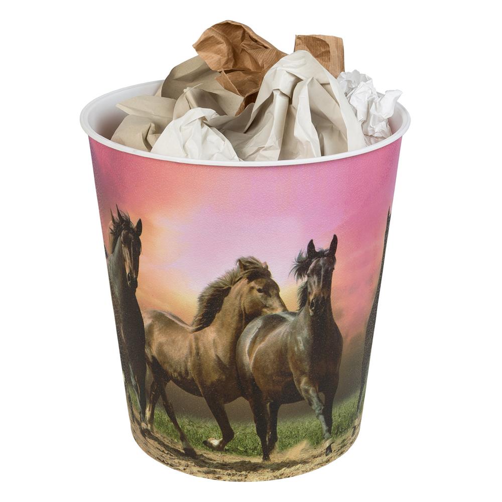 Idena Papierkorb, Pferde - 9 Liter Mülleimer/Apfalleimer aus Kunststoff