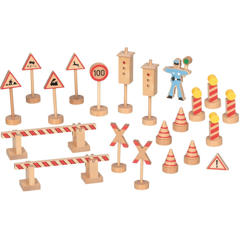 goki Verkehrszeichenset Polizist Ole – Holzspielzeug 21-teilig, für Kinder ab 3 Jahren