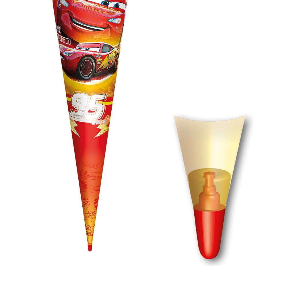 Roth Schultüte Disney Cars, 70cm, rund, Rot(h)-Spitze, Filzverschluss, Folieneffekt