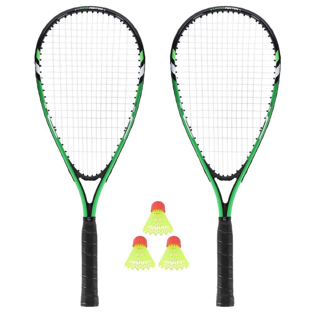 NILS Crossminton-Set, Grün, 2x Schläger, 3x Federbälle (Speeders), 1x Schutzhülle
