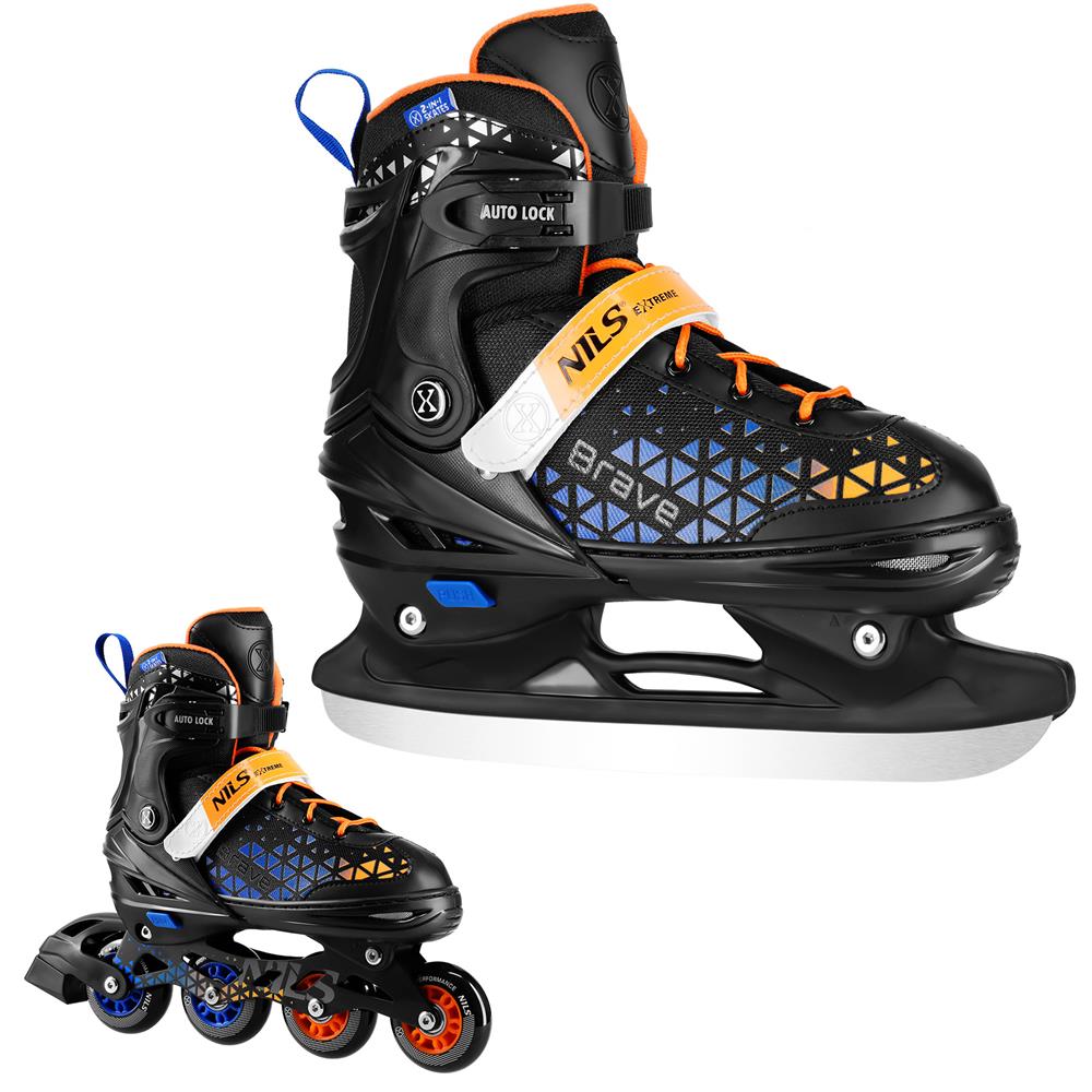 NILS EXTREME NH18190A BRAVE 2in1 Inliner Schlittschuhe Kinder Gr. 29-33, Blau, verstellbar