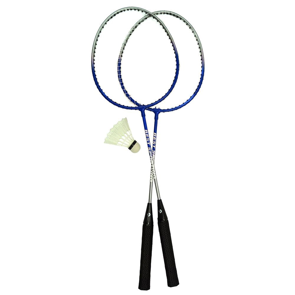 Best Sporting Badmintonschläger Set Stahl leicht robust blau/silber