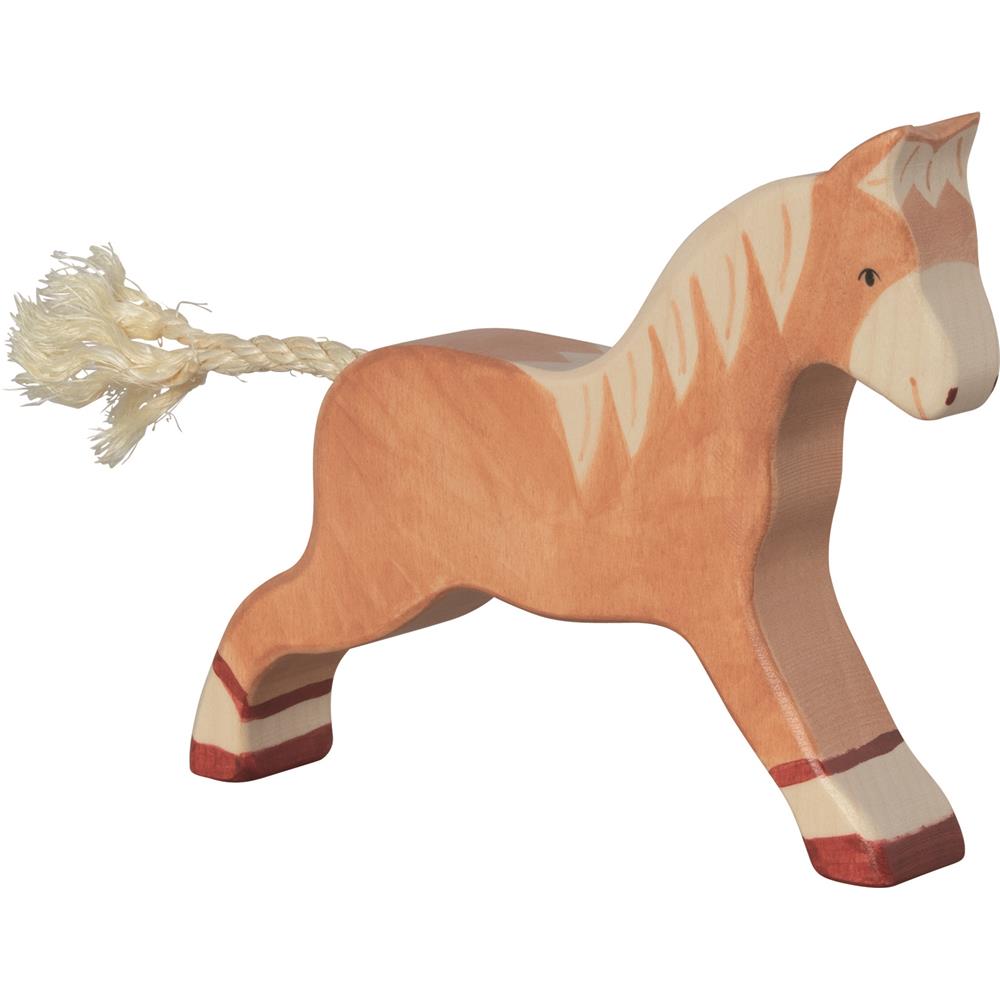 Holztiger Holzfigur - Pferd, laufend, hellbraun, Holzspielzeug, ab 3 Jahren