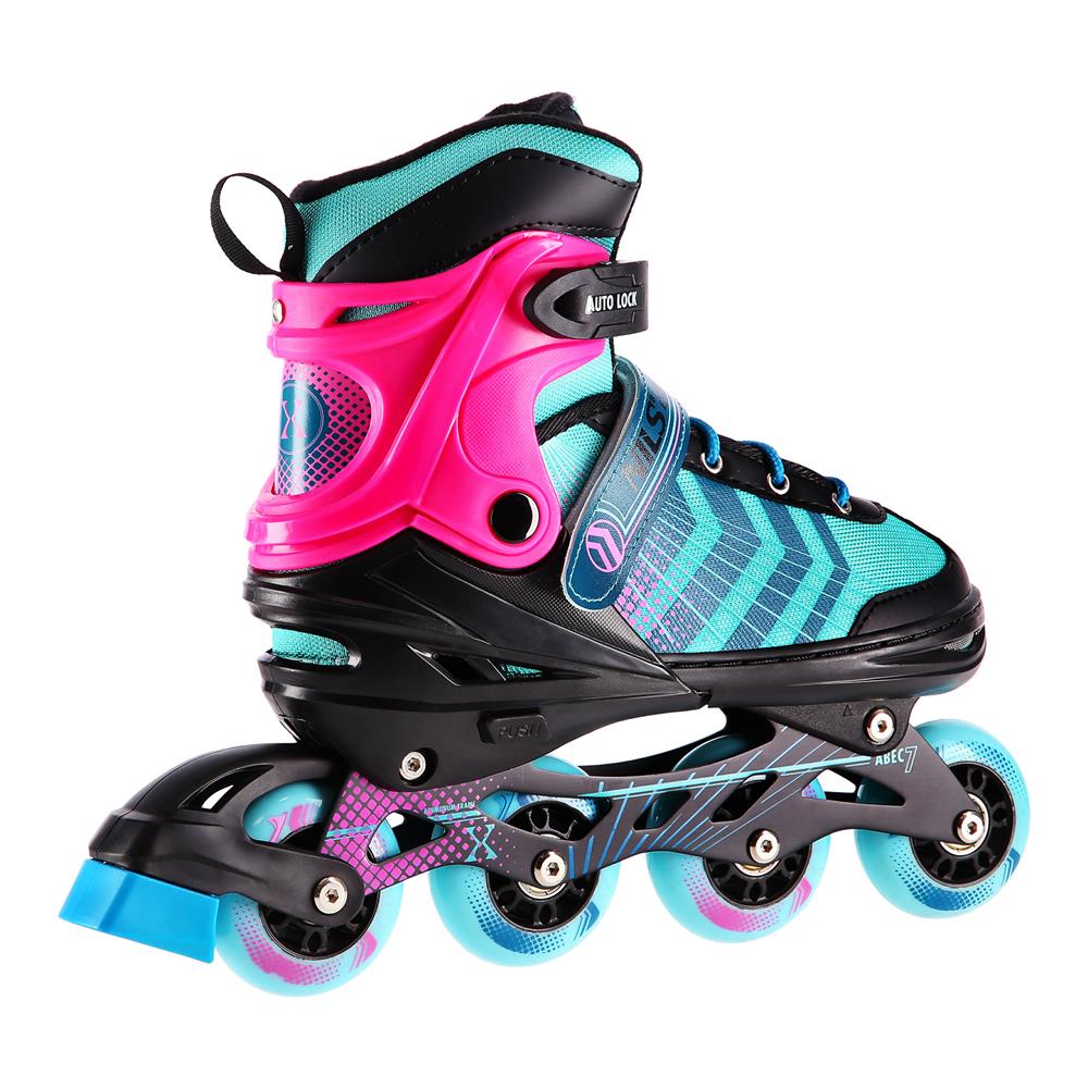 NILS EXTREME NH18192A 4in1 Inliner Schlittschuhe Rollschuhe Gr. 39-43, Schwarz-Violett, verstellbar