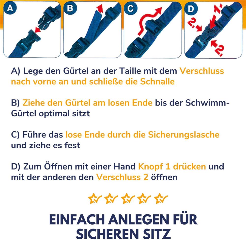 Best Sporting Schwimmgürtel mit 6 Paddle in blau, Schwimmgurt Schwimmhilfe für Kinder von 18-30 kg