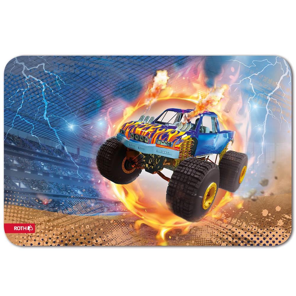 Roth Schreibtischunterlage Monstertruck Fire, Malunterlage mit Anti-Rutsch-Beschichtung