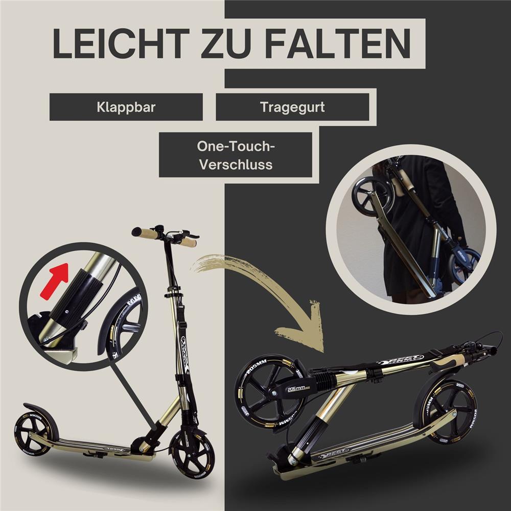 Best Sporting Cityroller 205 mm klappbar, Schwarz-Gold