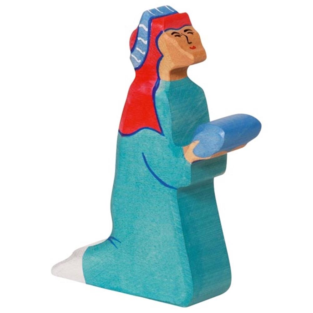 Holztiger Holzfigur - Balthasar 2, blau, Krippenfigur, Holzspielzeug, ab 3 Jahren