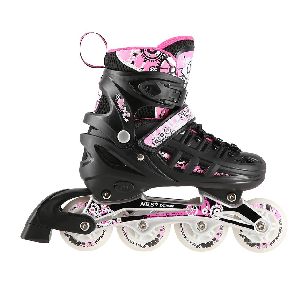 NILS EXTREME NH10905 4in1 LED Inliner Schlittschuhe Rollschuhe Gr. 31-34, Rosa, verstellbar