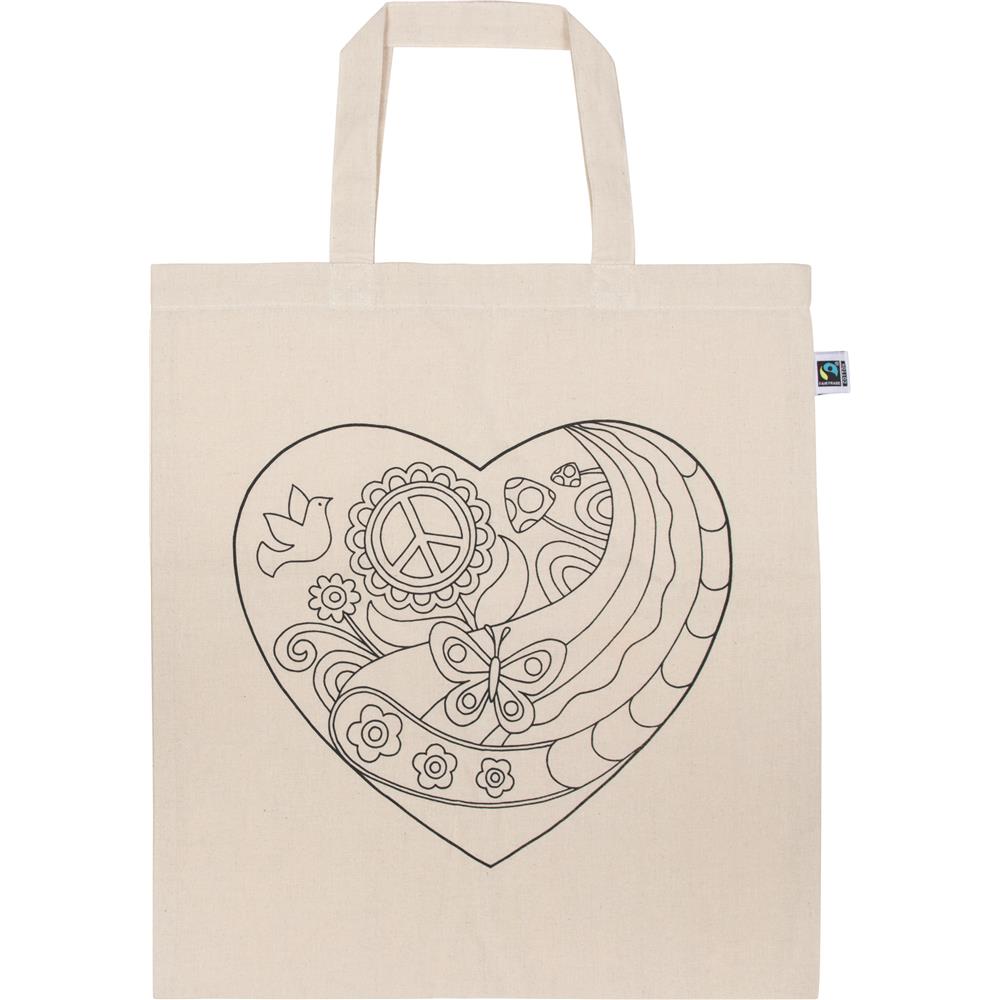 goki Baumwollbeutel Herz 38 x 42 cm – 6er Set, bedruckt, zum Anmalen, Baumwolle