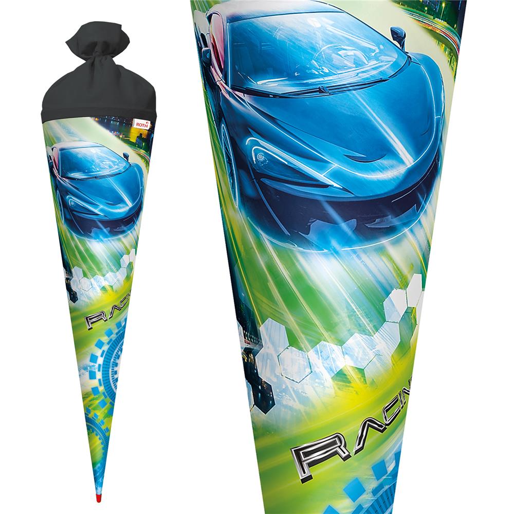 Roth Schultüte Racing, 70cm, rund, Rot(h)-Spitze, Filzverschluss