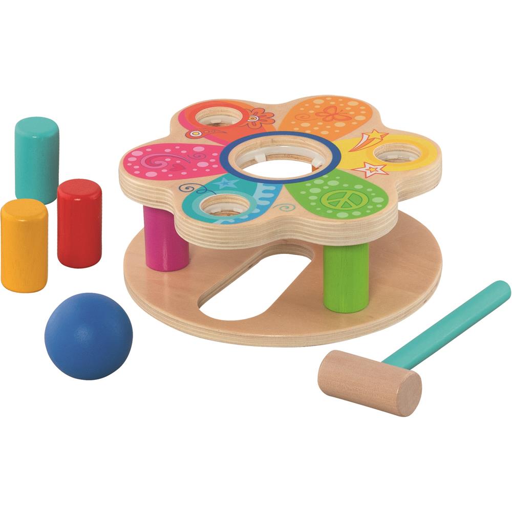 goki Hammerbank – Holzspielzeug mit 3 Stäben und Kugel, für Kinder ab 1 Jahr