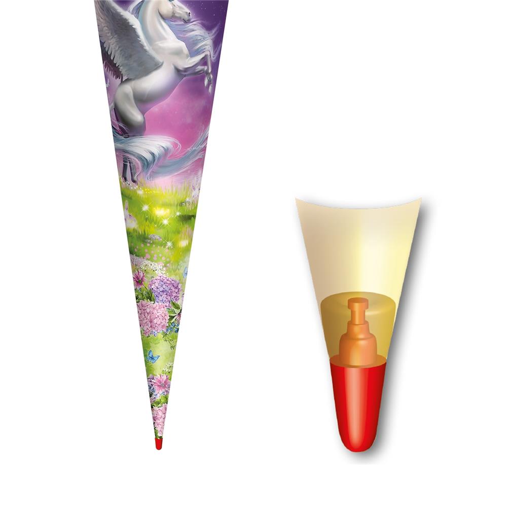 Roth Schultüte Magic Pegasus, 70cm, rund, Rot(h)-Spitze, Filzverschluss