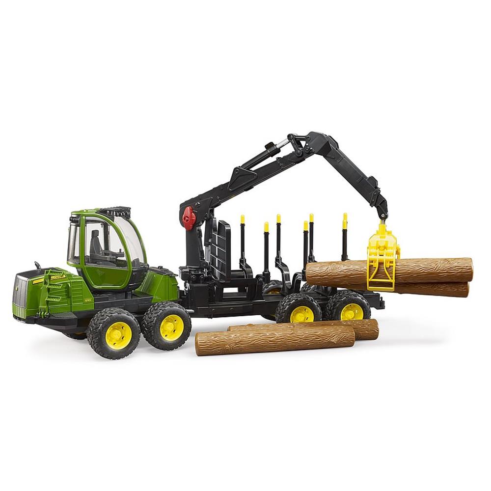Bruder 02133 - John Deere 1210E Rückezug mit 4 Baumstämmen und Holzgreifer