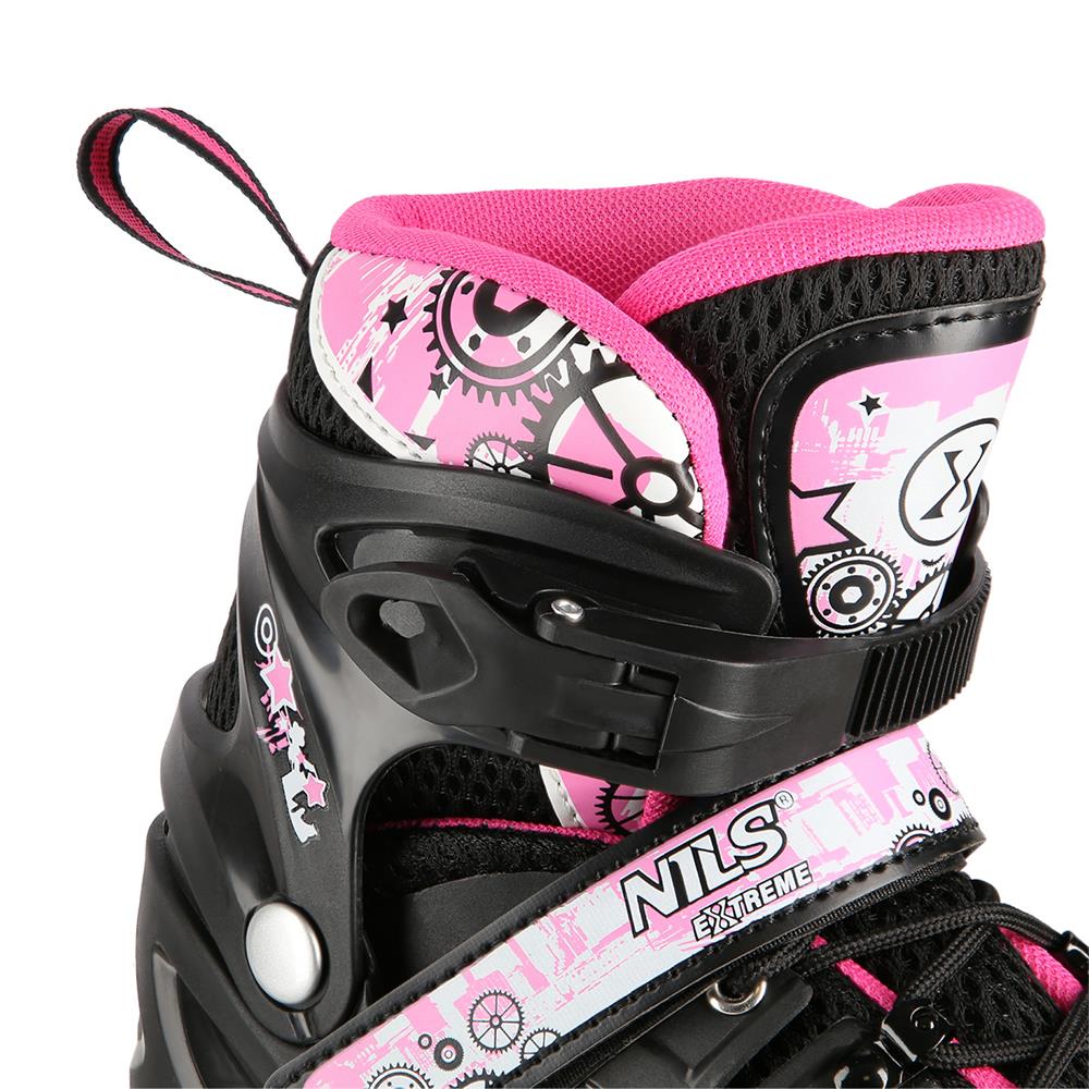 NILS EXTREME NH10905 4in1 LED Inliner Schlittschuhe Rollschuhe Gr. 31-34, Rosa, verstellbar