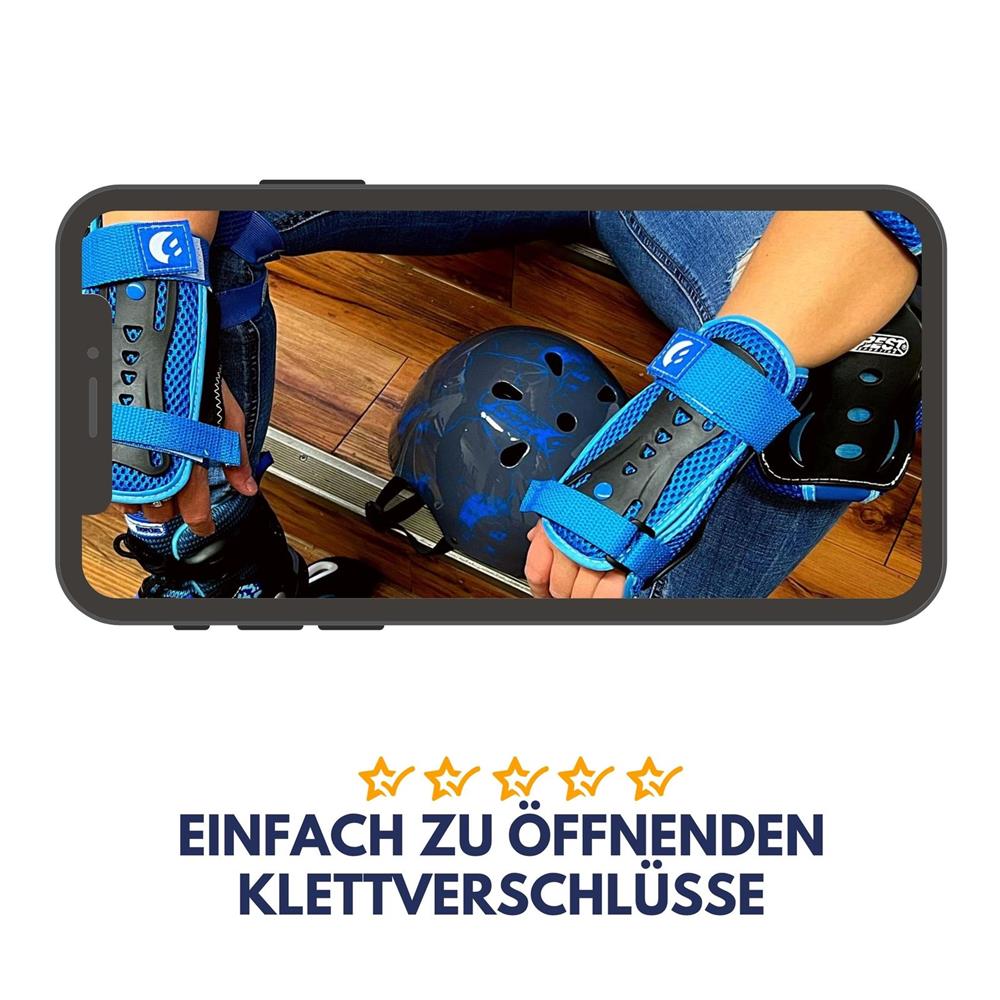 Best Sporting Gelenkschützer Set, Größe XS/S Blau/Schwarz, Kinder Inline Skates Skateboard