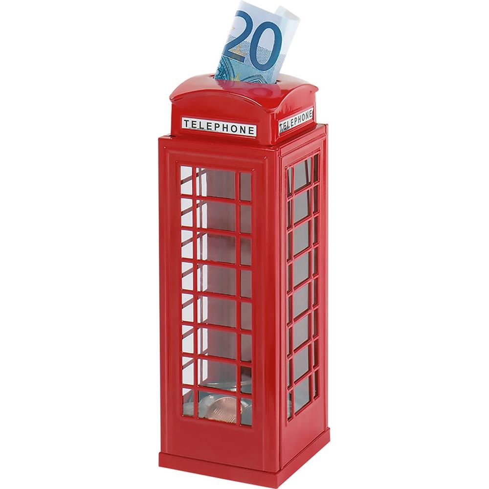 goki Spardose im Design einer Telefonzelle, 18 cm, rot