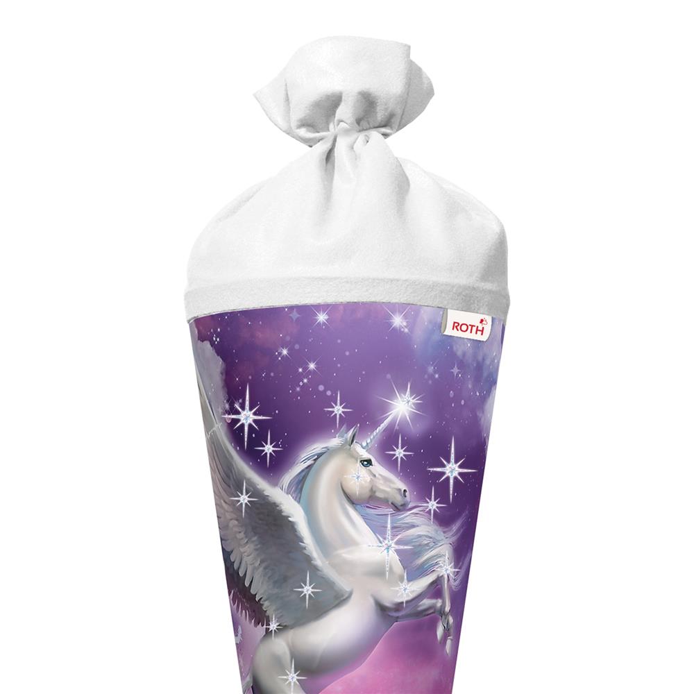 Roth Schultüte Magic Pegasus, 70cm, rund, Rot(h)-Spitze, Filzverschluss, Glitter
